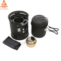 Camping Cookware Mess Kit, Portable 1-2 Person 7pcs Kitchenware Set Alcohol Stove For Outdoor Hiking Camping Picnic